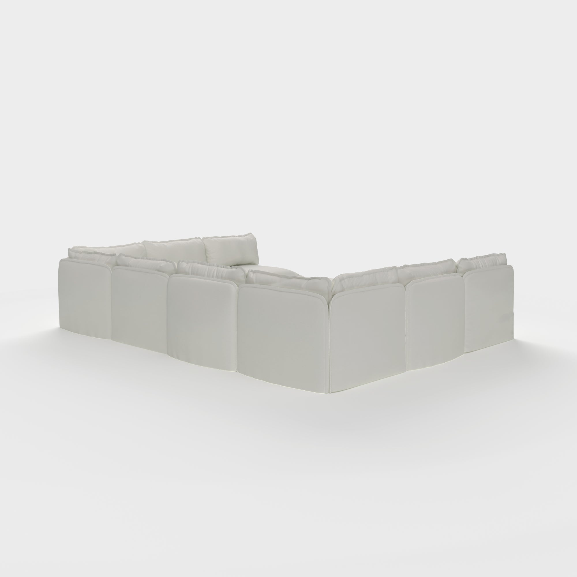 Modular Outdoor Washable 8-Seater Open-Ends U-Sectional + Ottoman | Classic Canvas in Cloud