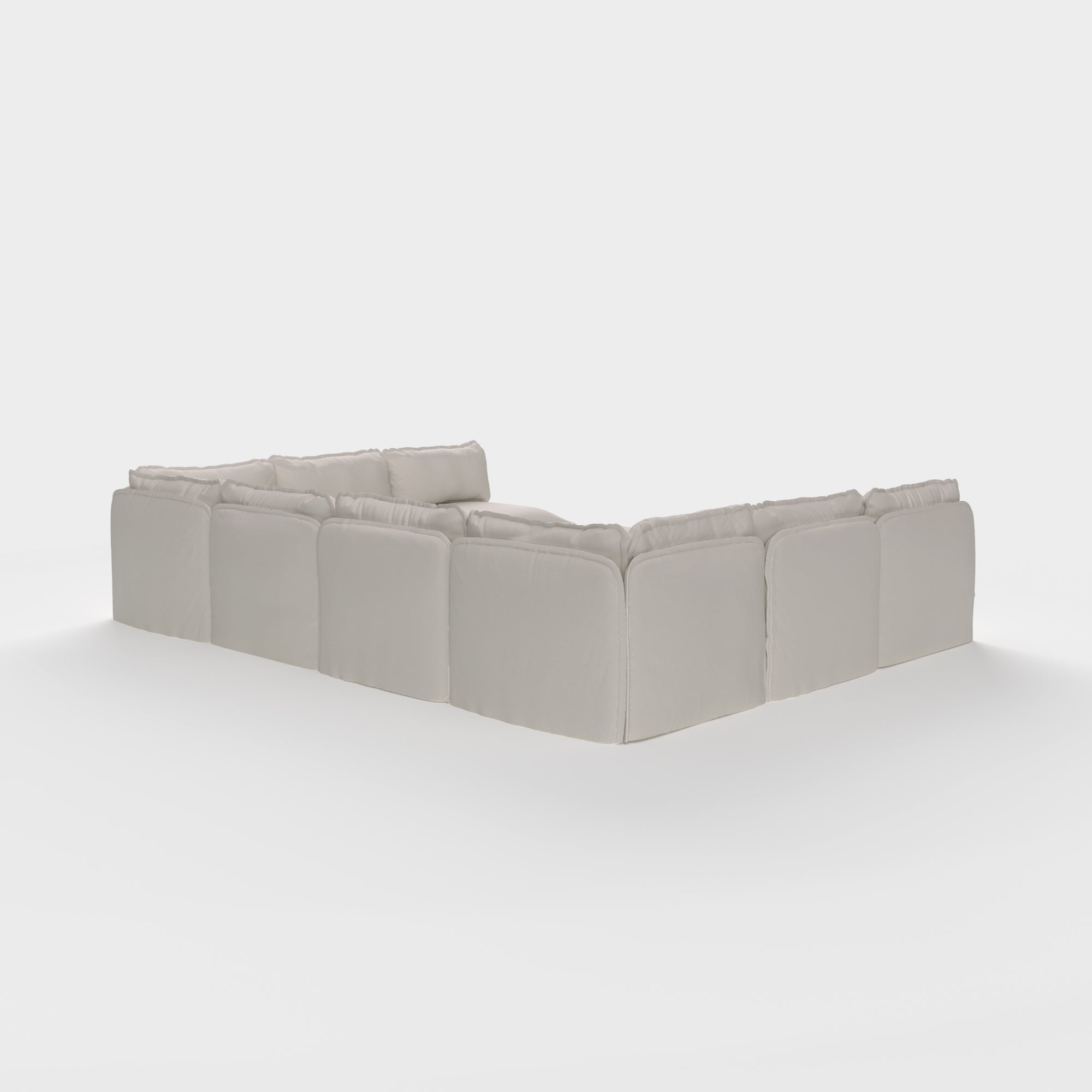 Modular Outdoor Washable 8-Seater Open-Ends U-Sectional + Ottoman | Nano Slubweave in Chai
