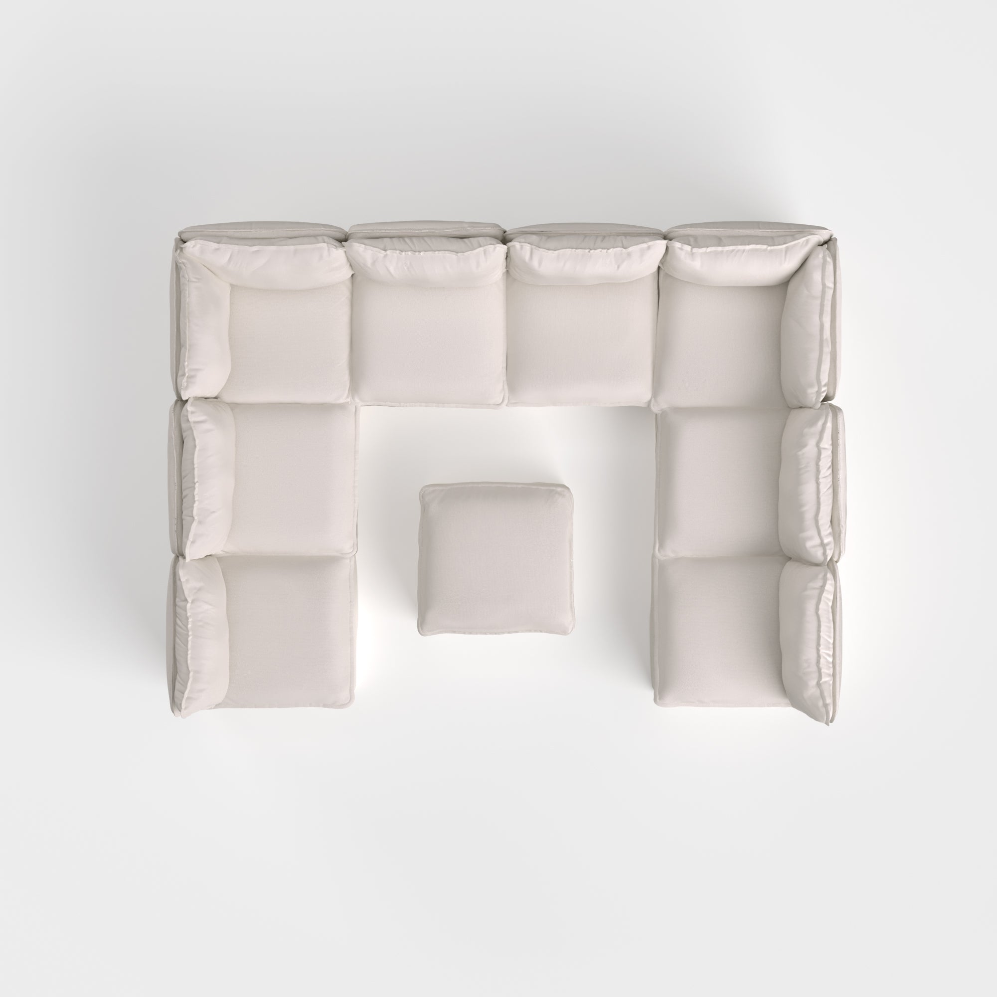 Modular Outdoor Washable 8-Seater Open-Ends U-Sectional + Ottoman | Nano Slubweave in Chai