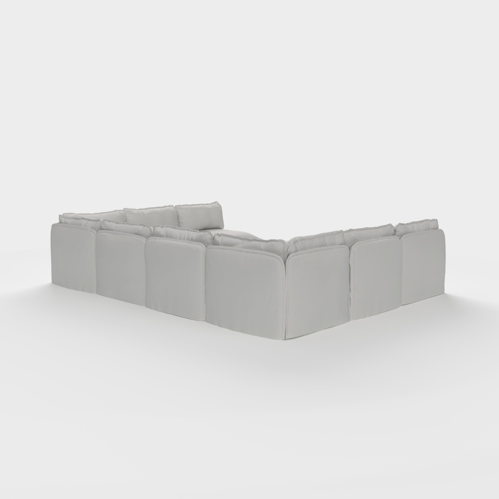 Modular Outdoor Washable 8-Seater Open-Ends U-Sectional + Ottoman | Nano Slubweave in Mist