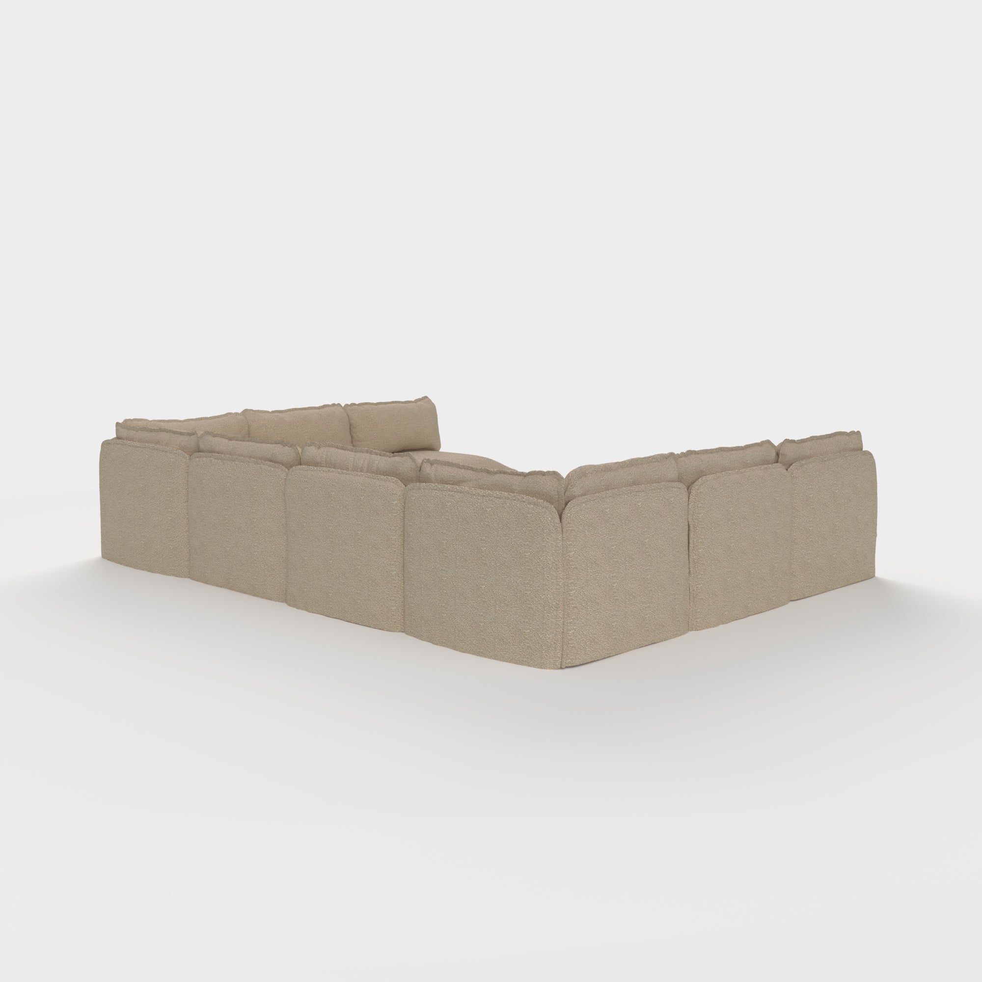 Modular Outdoor Washable 8-Seater Open-Ends U-Sectional | Alfresco Boucle in Cashew