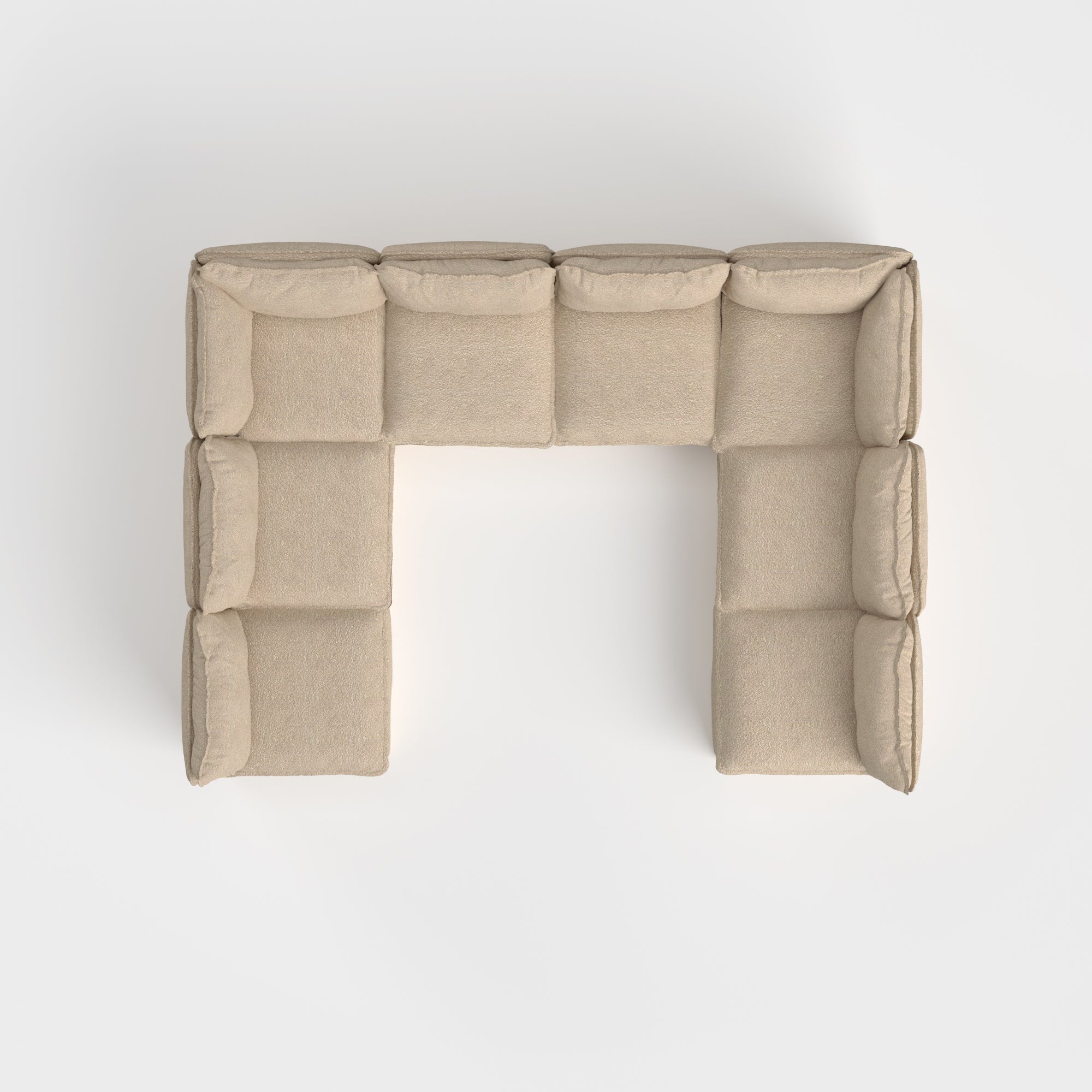 Modular Outdoor Washable 8-Seater Open-Ends U-Sectional | Alfresco Boucle in Cashew