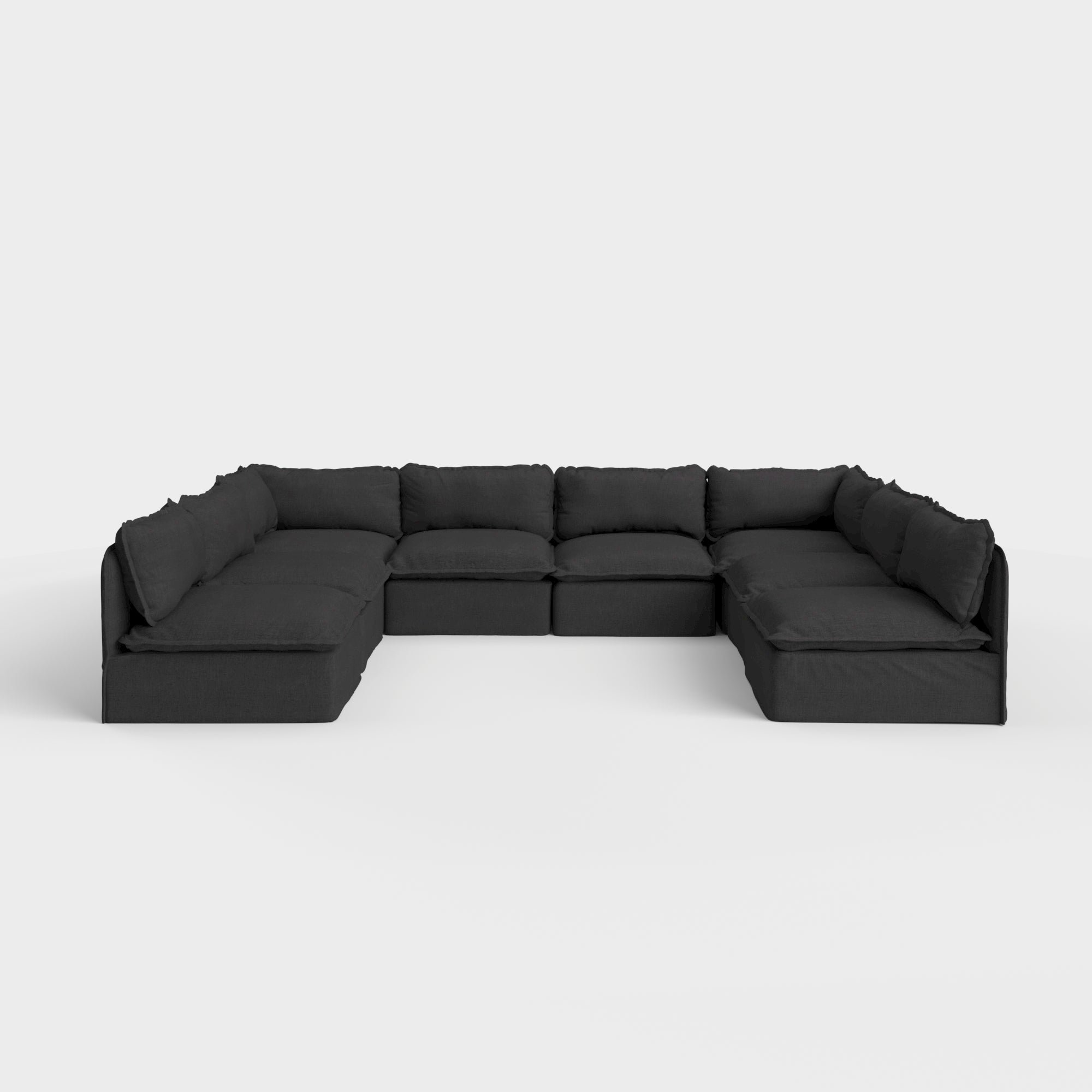 Modular Outdoor Washable 8-Seater Open-Ends U-Sectional | Classic Canvas in Charcoal