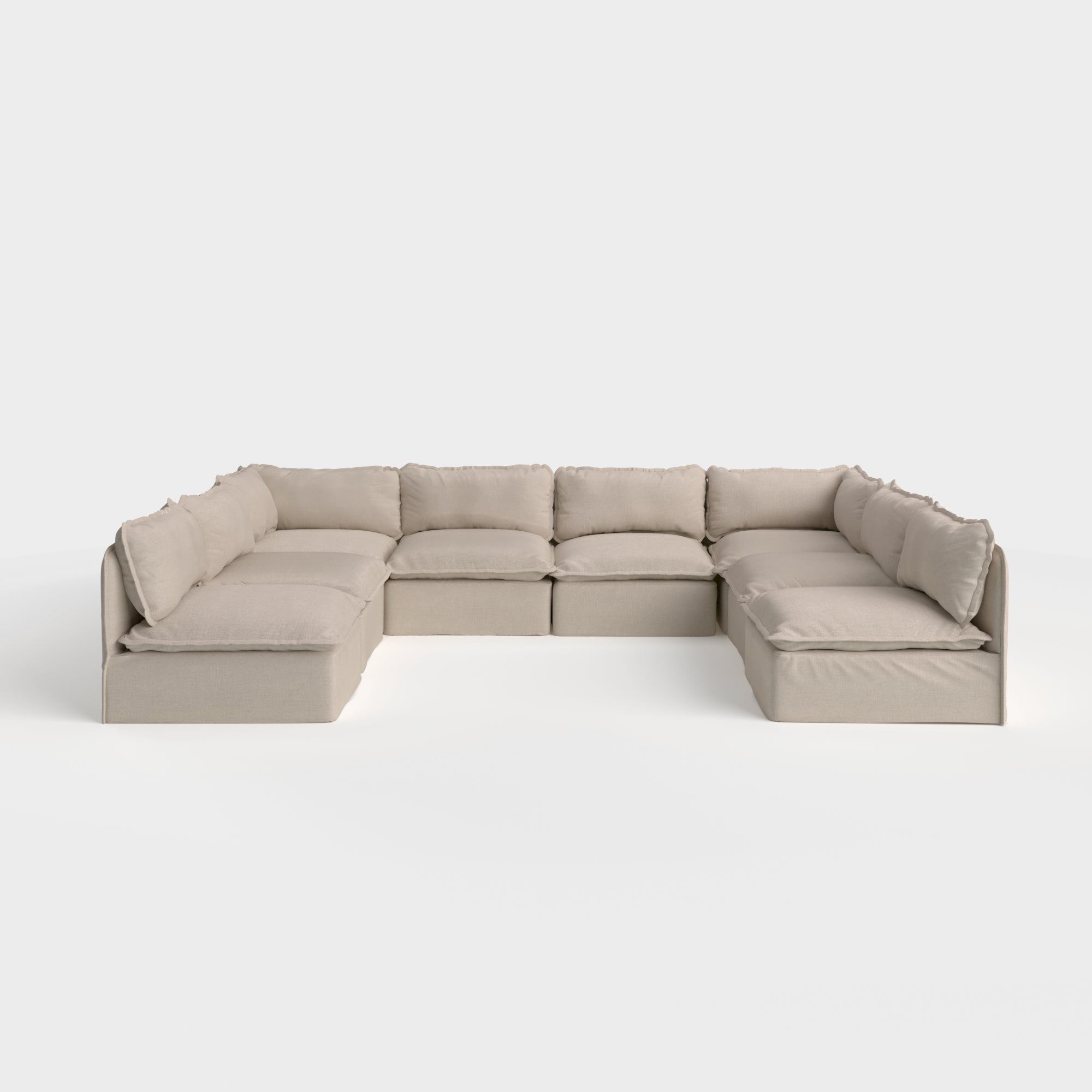 Modular Outdoor Washable 8-Seater Open-Ends U-Sectional | Classic Canvas in Sand