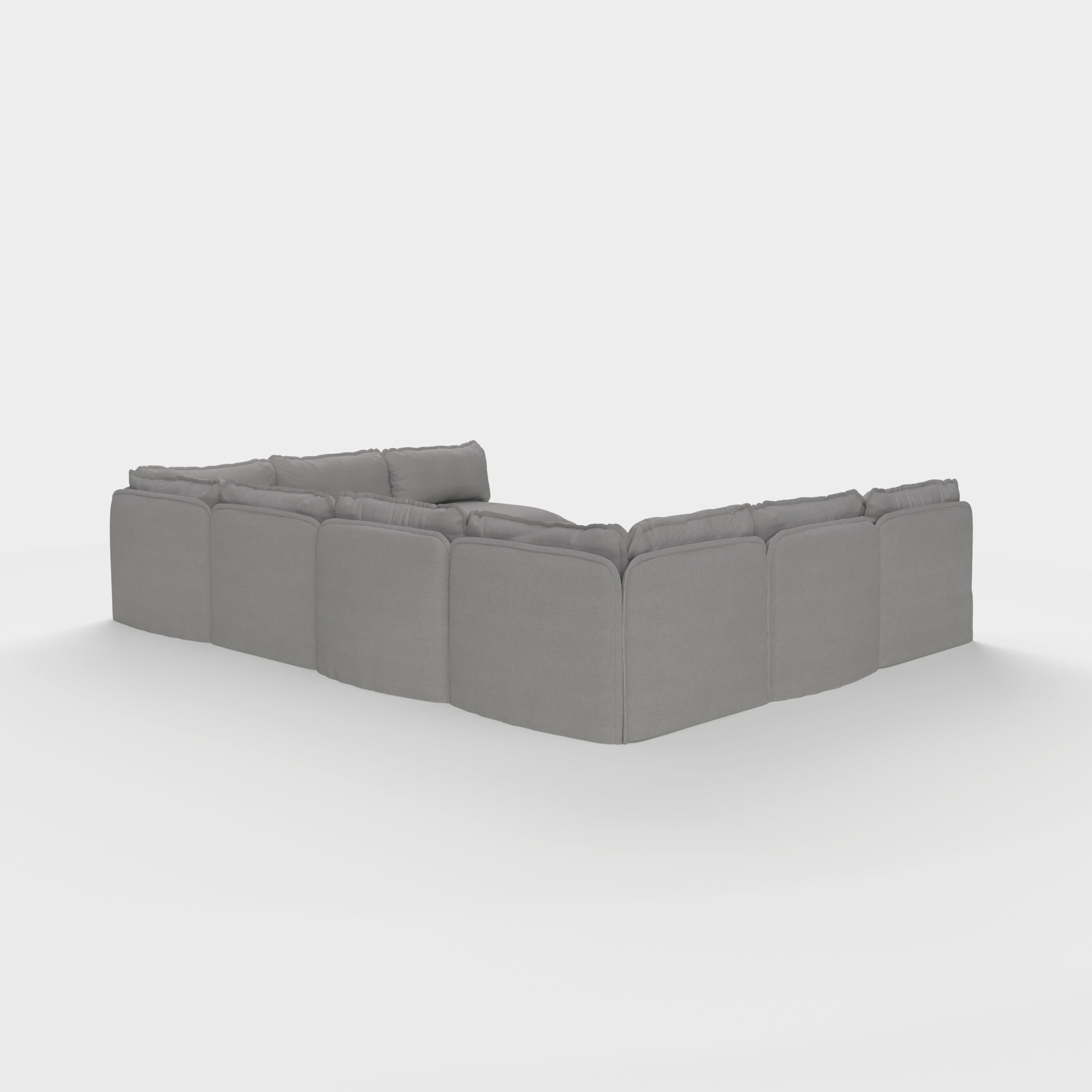 Modular Outdoor Washable 8-Seater Open-Ends U-Sectional | Classic Canvas in Stone Gray