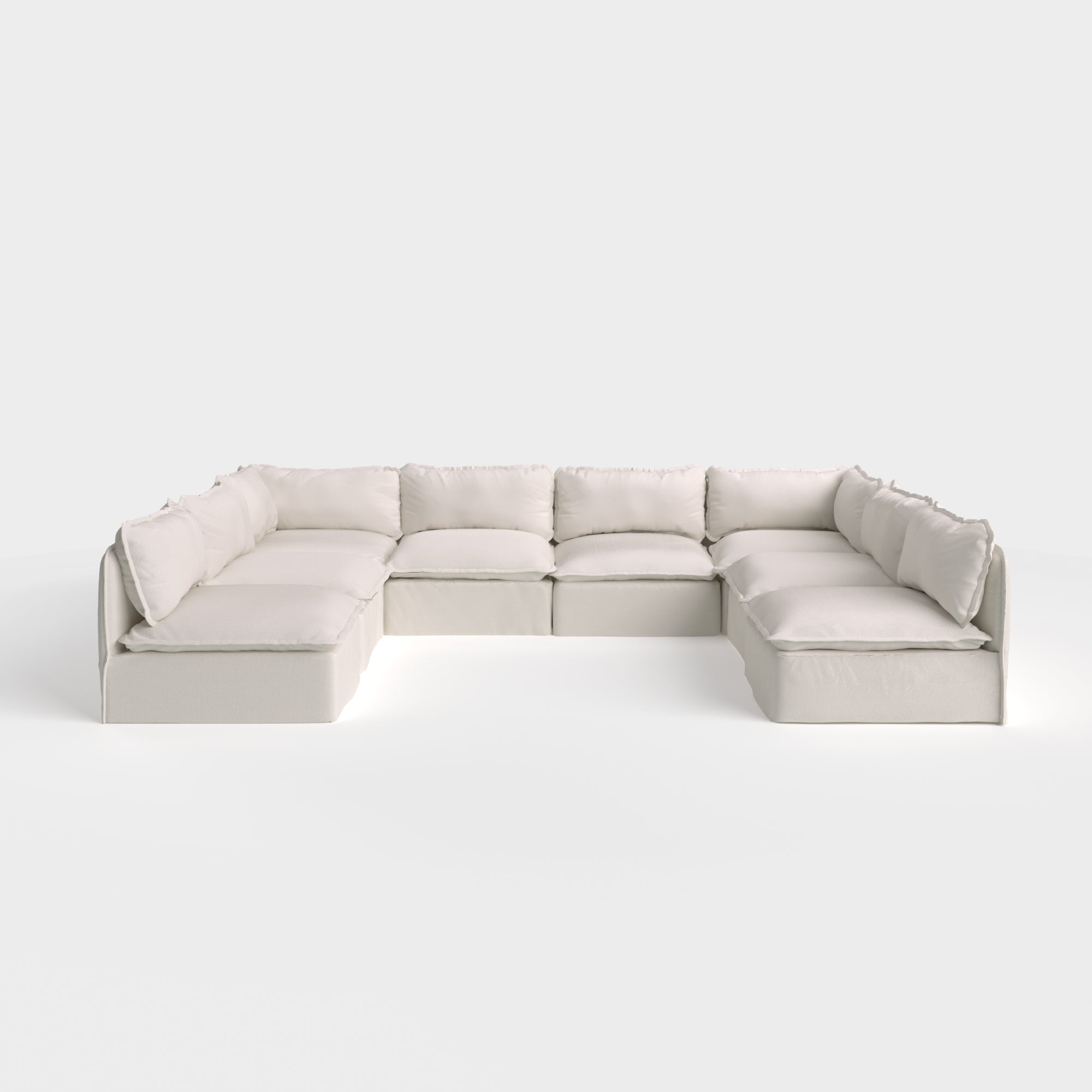 Modular Outdoor Washable 8-Seater Open-Ends U-Sectional | Nano Slubweave in Chai