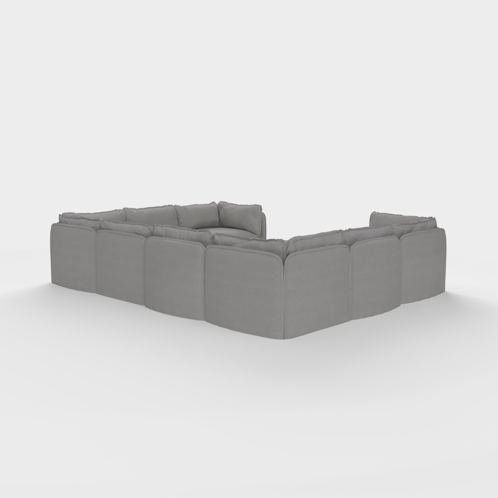 Modular Outdoor Washable 8-Seater U-Sectional + Ottoman | Classic Canvas in Stone Gray