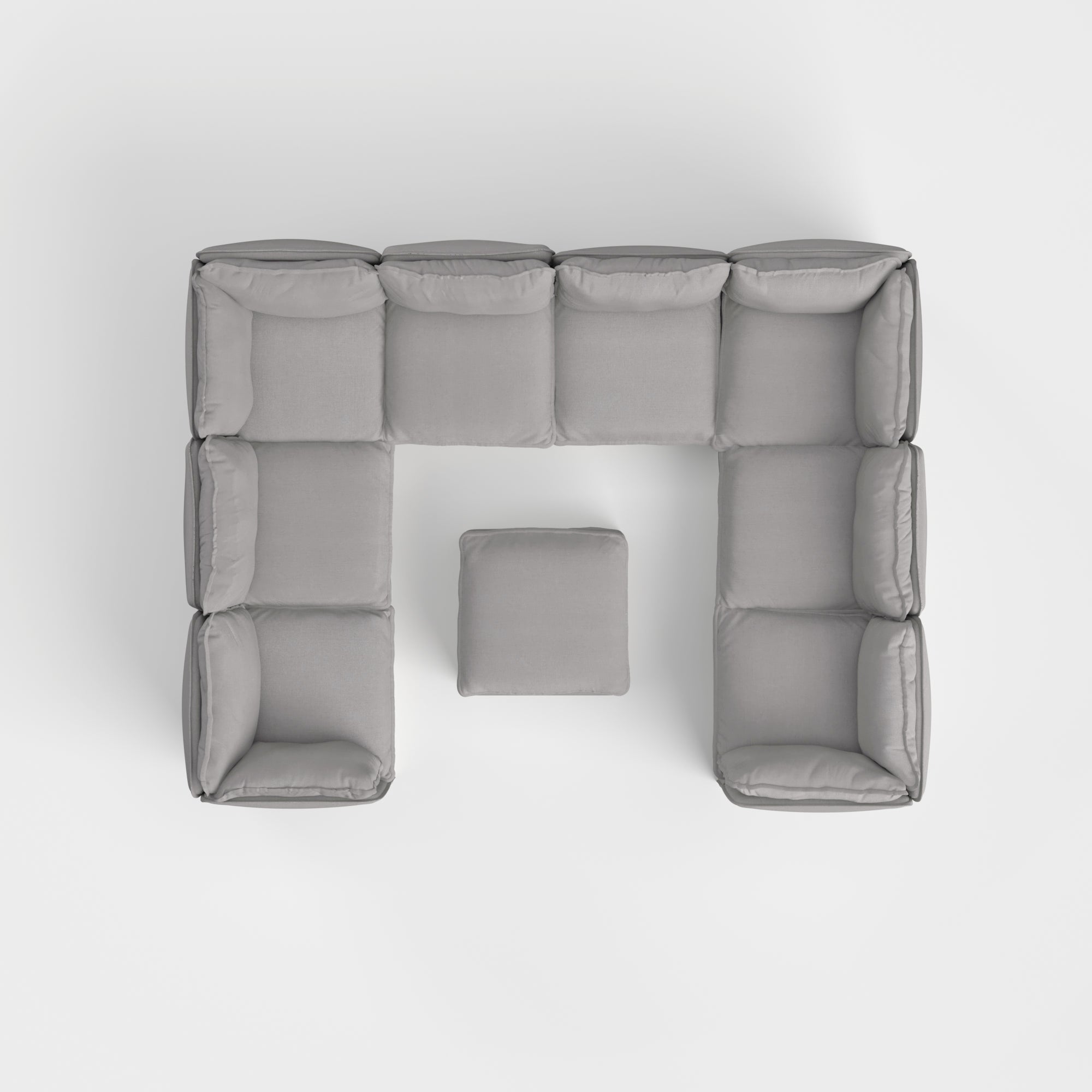 Modular Outdoor Washable 8-Seater U-Sectional + Ottoman | Classic Canvas in Stone Gray