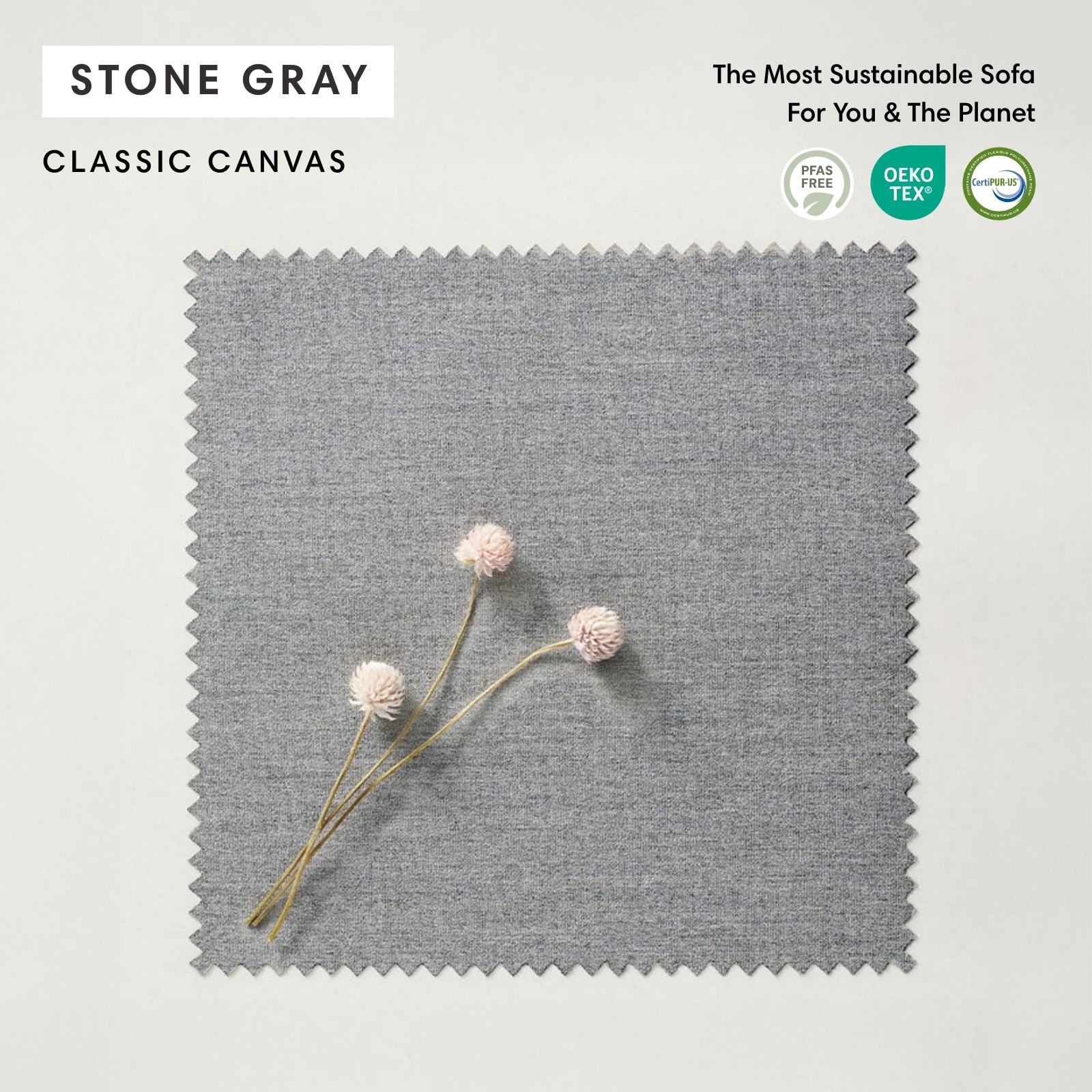 Modular Outdoor Washable 9-Seater Open-Ends U-Sectional + Bench Ottoman | Classic Canvas in Stone Gray