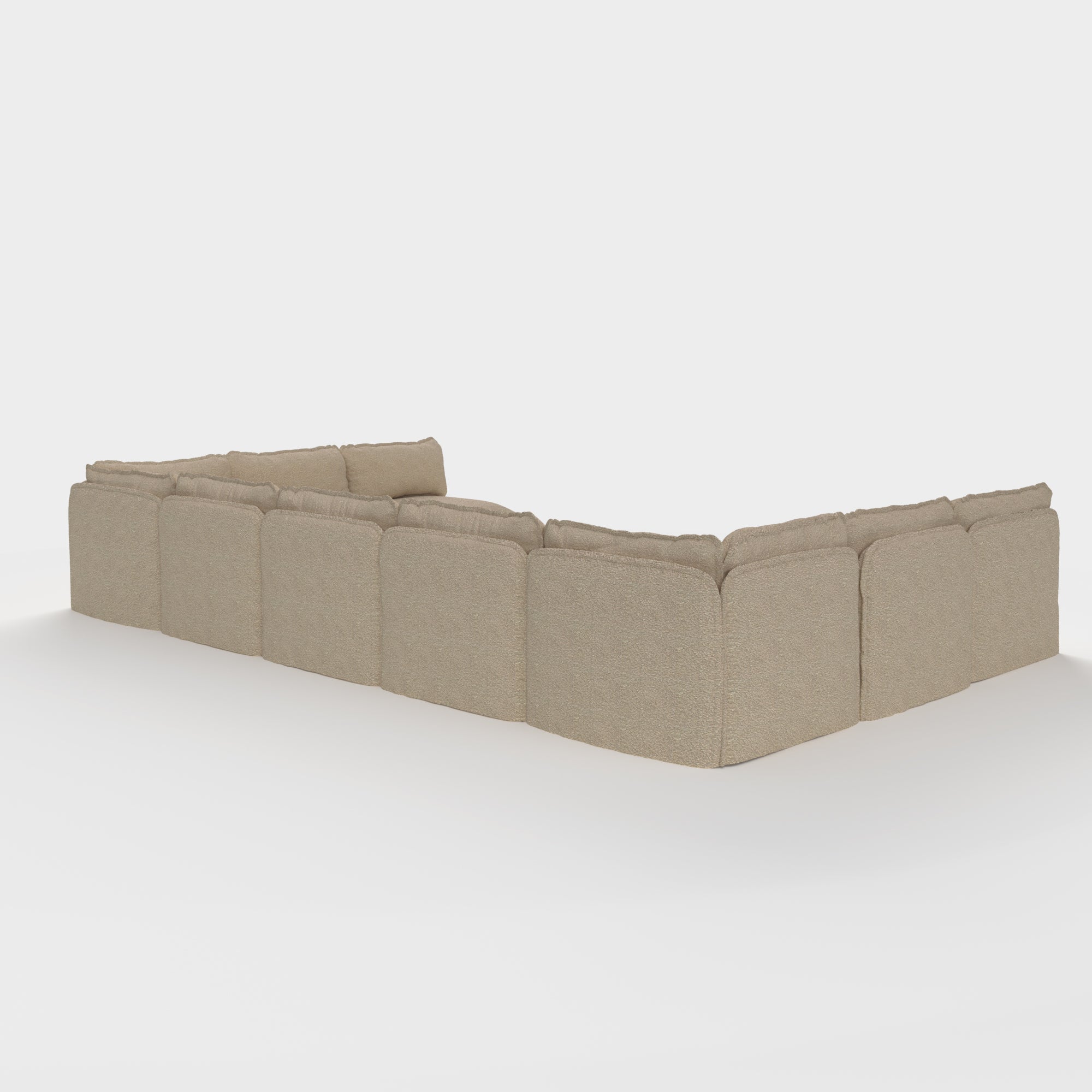 Modular Outdoor Washable 9-Seater Open-Ends U-Sectional | Alfresco Boucle in Cashew