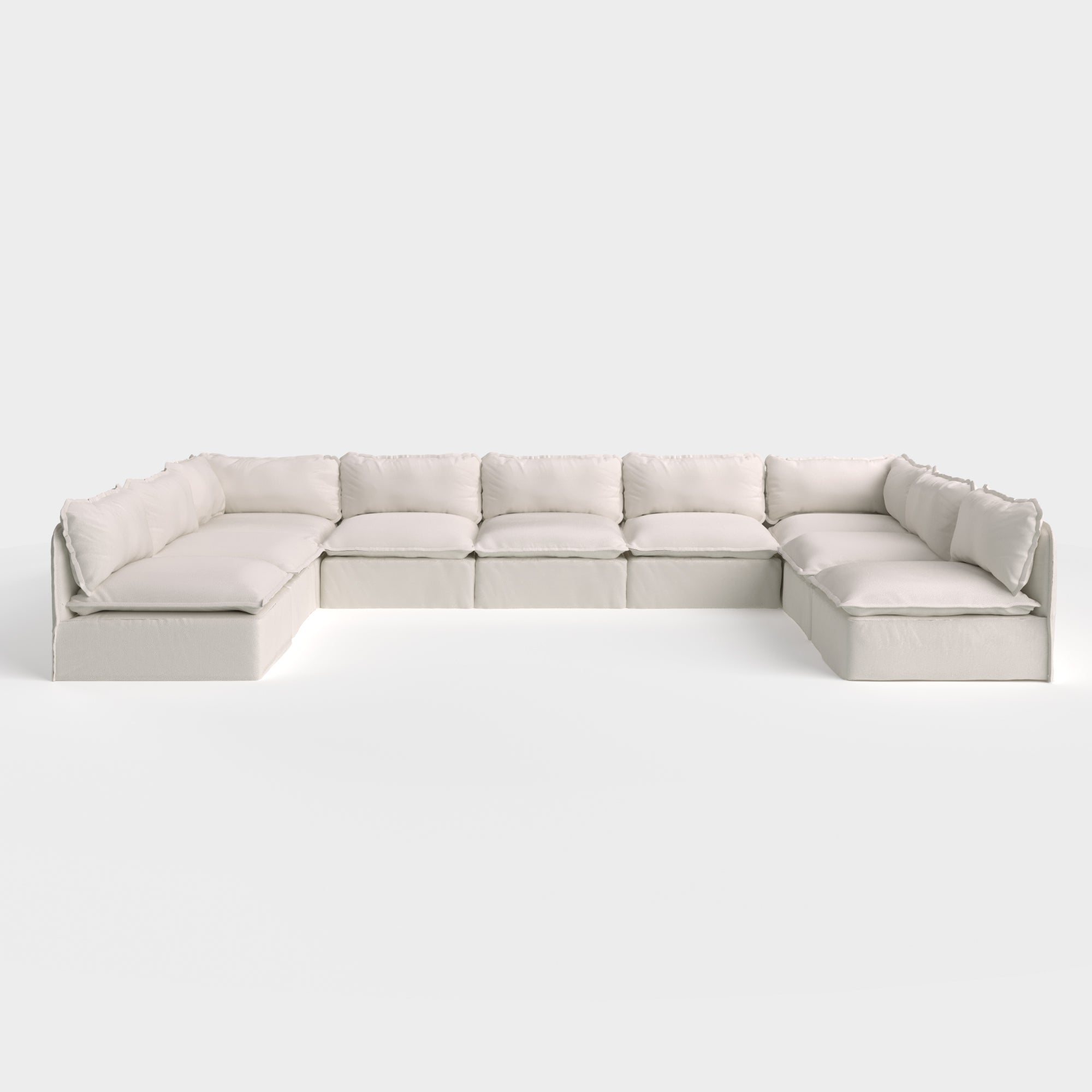 Modular Outdoor Washable 9-Seater Open-Ends U-Sectional | Nano Slubweave in Chai