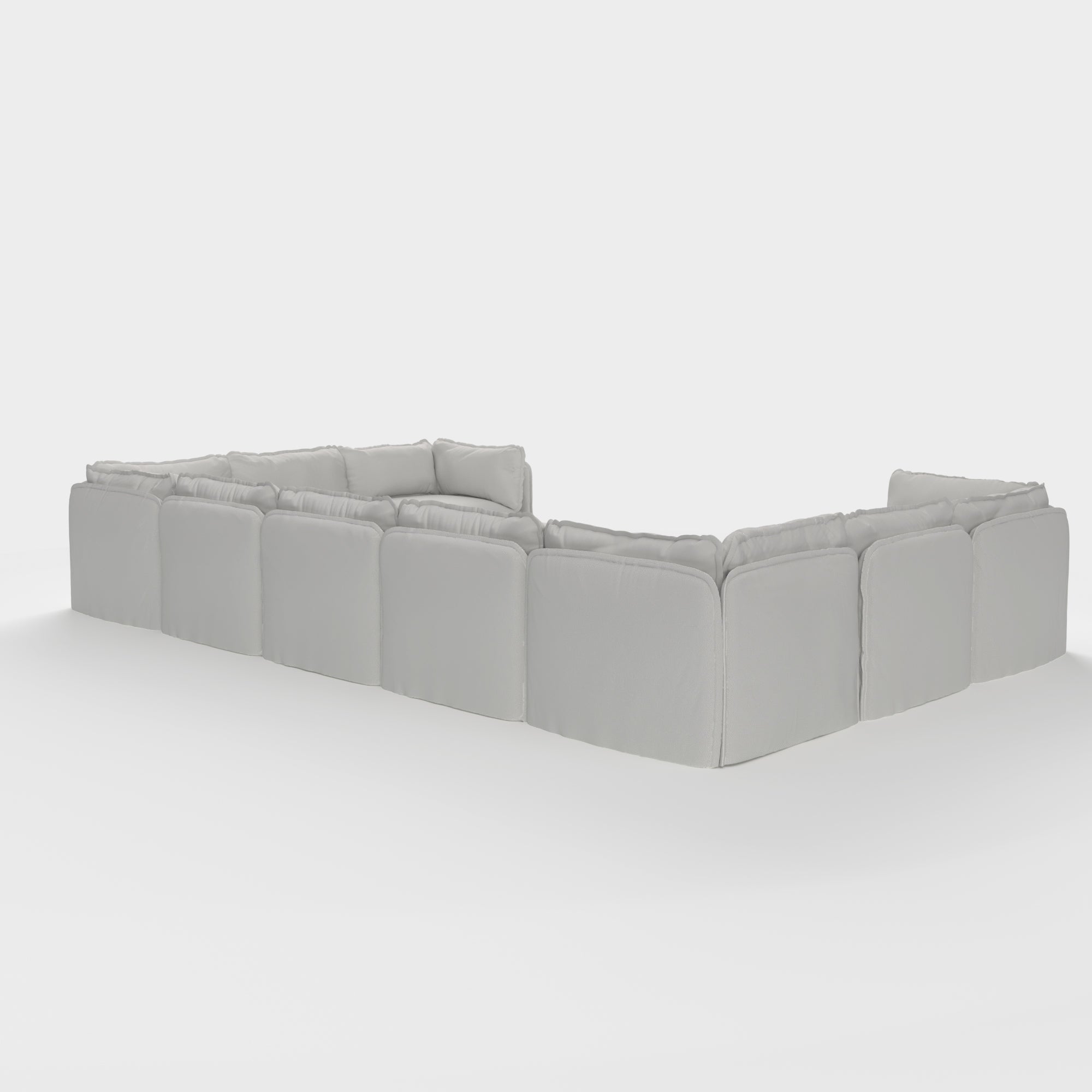 Modular Outdoor Washable 9-Seater U-Sectional + Bench Ottoman | Nano Slubweave in Mist