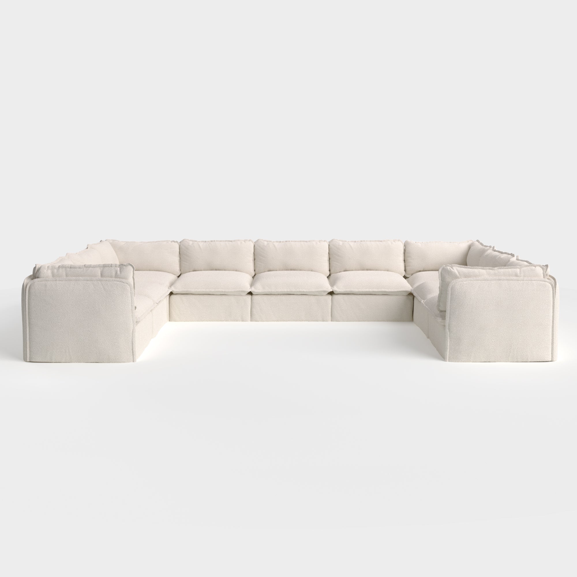 Modular Outdoor Washable 9-Seater U-Sectional | Alfresco Boucle in Creme