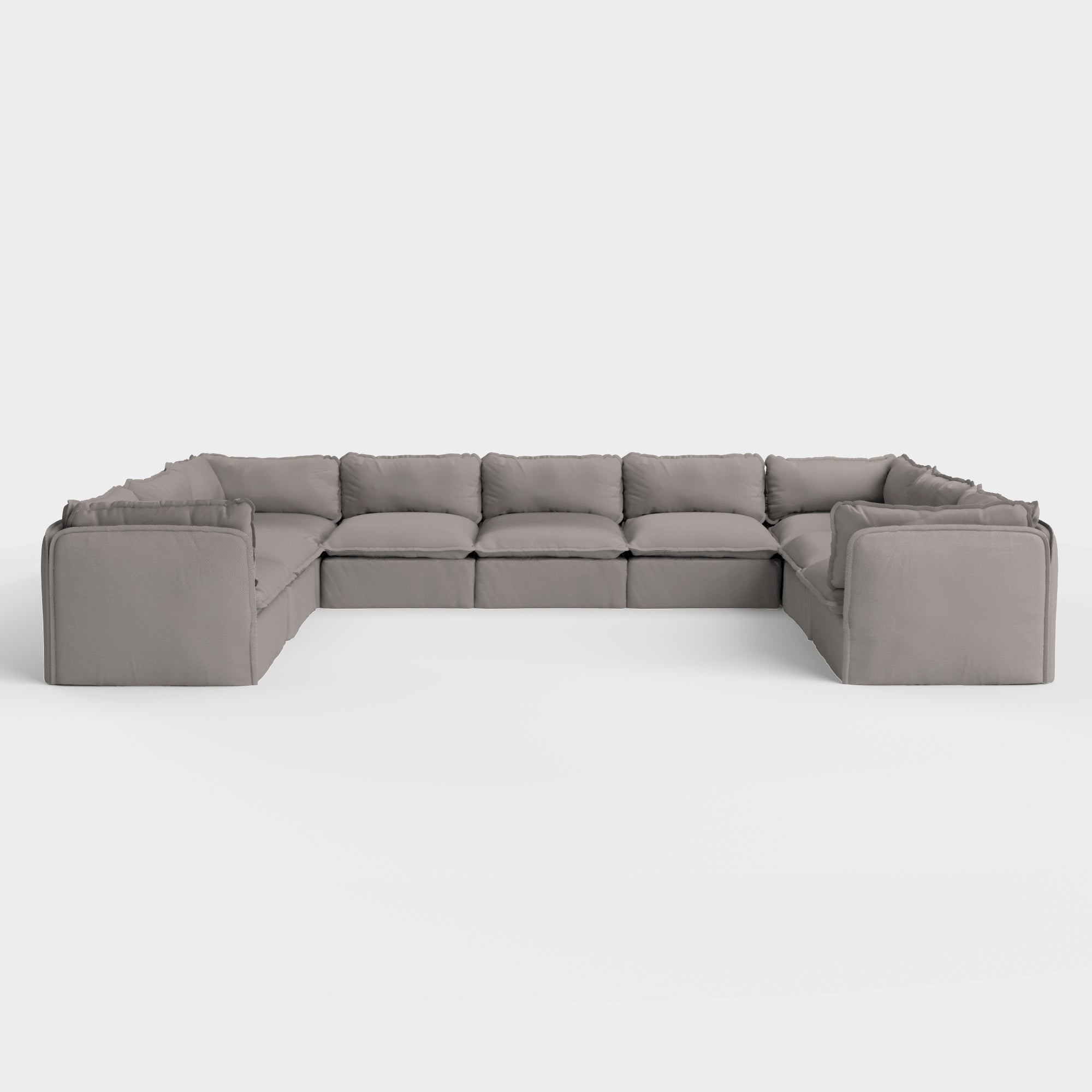 Modular Outdoor Washable 9-Seater U-Sectional | Nano Slubweave in Haze Gray