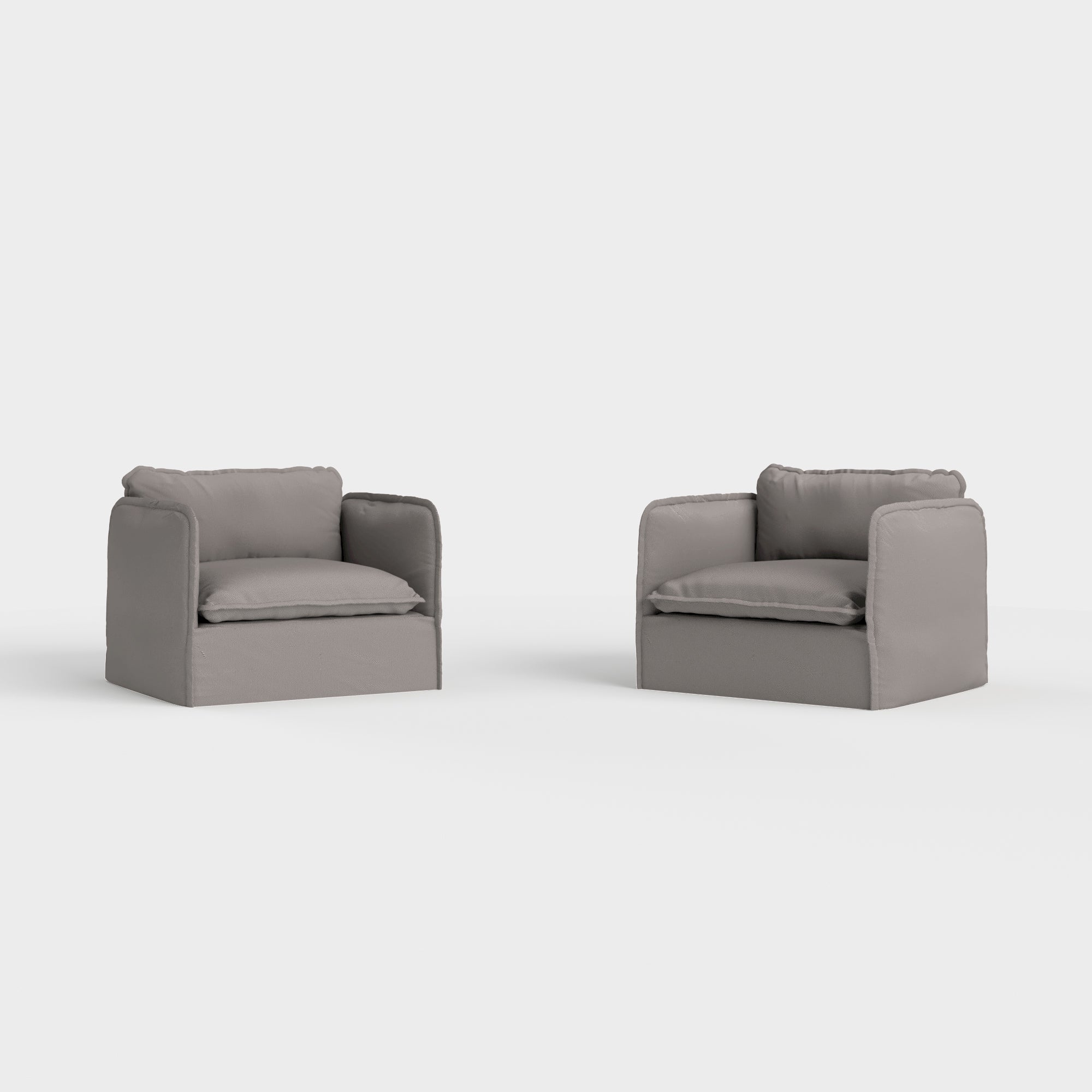 Modular Outdoor Washable Armchair Set | Nano Slubweave in Haze Gray