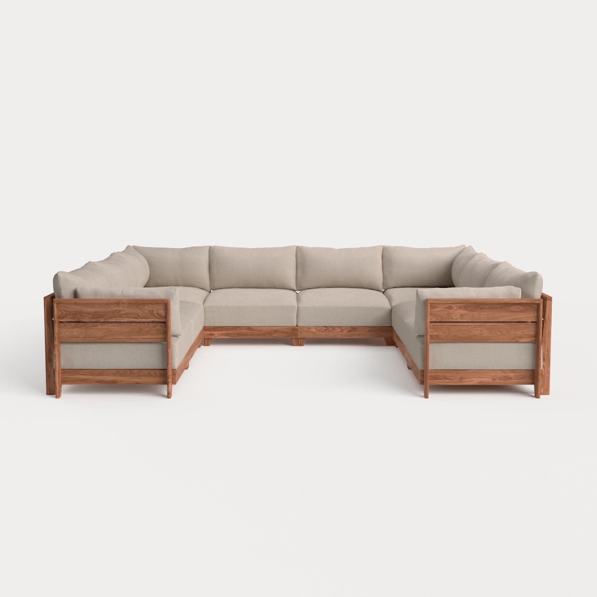 Dwell™ Modular Teak Outdoor 8-Seater U-Sectional | Classic Canvas in Sand