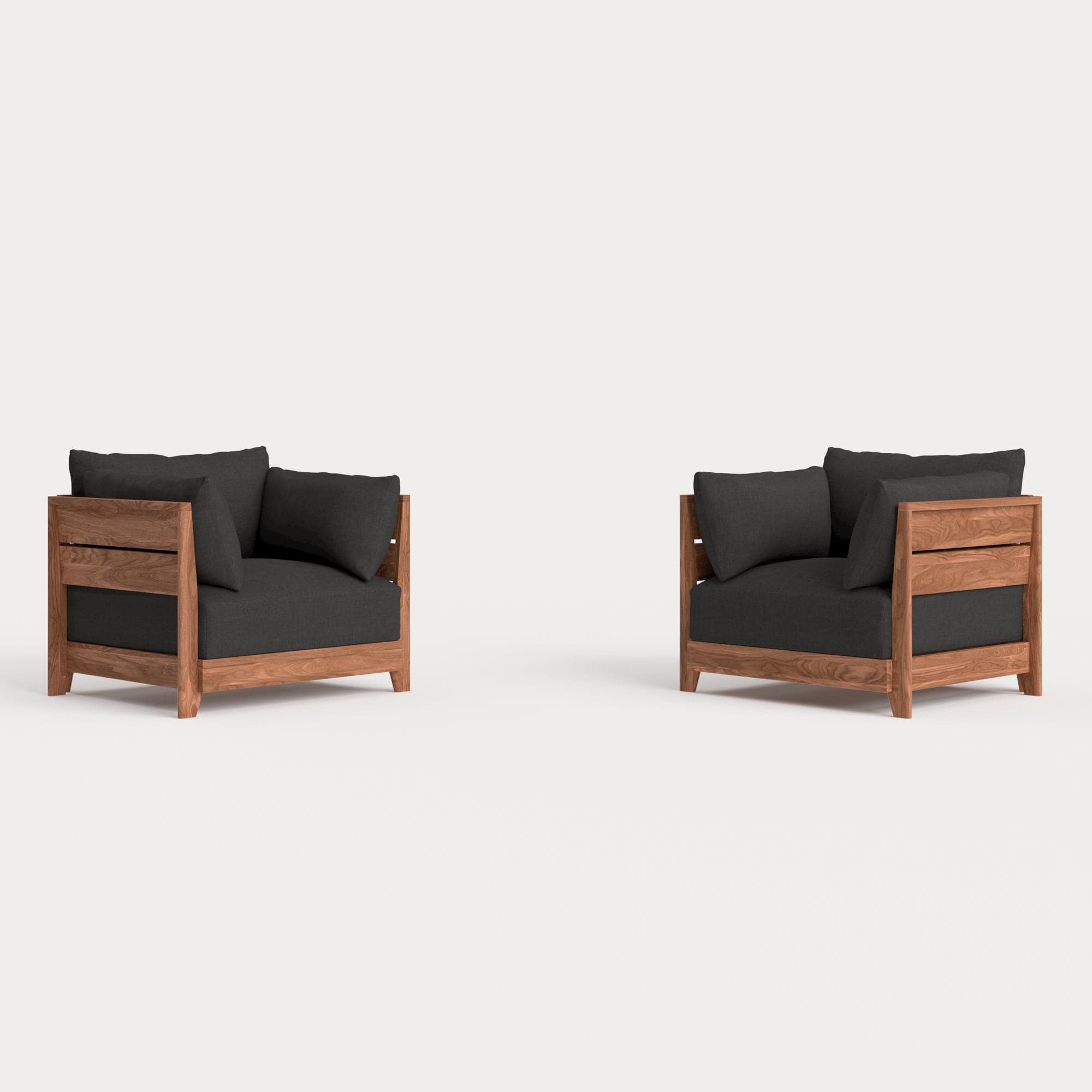 Dwell™ Modular Teak Outdoor Armchair Set | Classic Canvas in Charcoal
