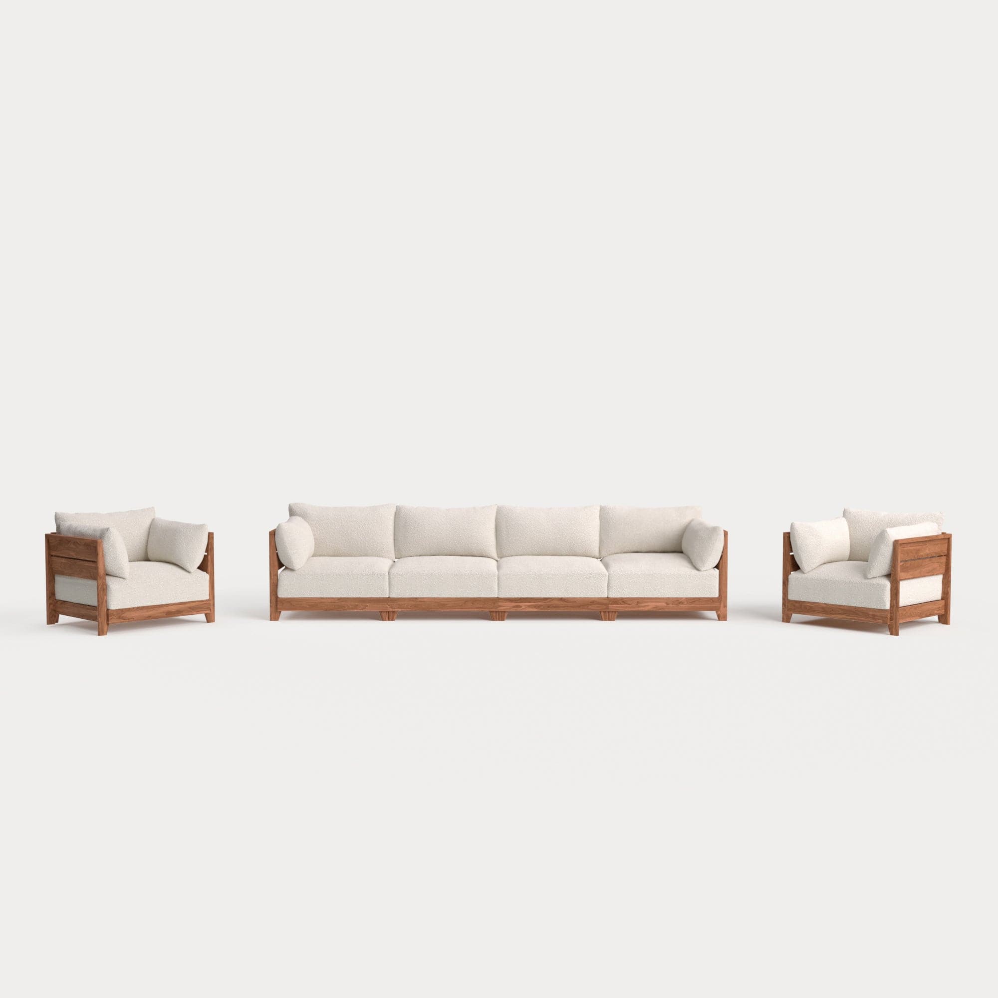 Modular Teak Outdoor 4-Seater Sofa + Armchair Set | Alfresco Boucle in Creme